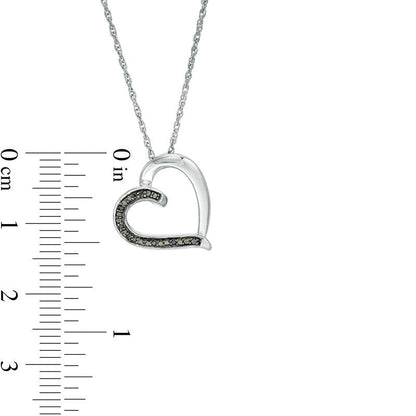 Enhanced Black Natural Diamond Accent Tilted Loop Heart Outline Pendant in 10K White Gold