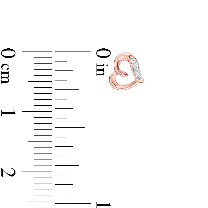 Diamond Accent Loop Heart Stud Earrings in 10K Rose Gold