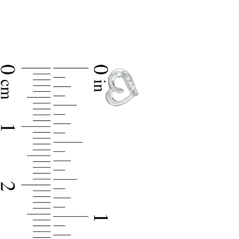 Diamond Accent Loop Heart Stud Earrings in 10K White Gold