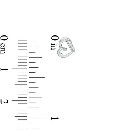 Diamond Accent Loop Heart Stud Earrings in 10K White Gold