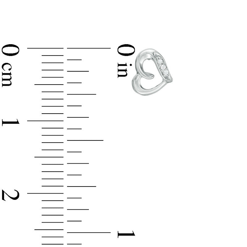 Diamond Accent Loop Heart Stud Earrings in 10K White Gold