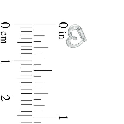 Diamond Accent Loop Heart Stud Earrings in 10K White Gold