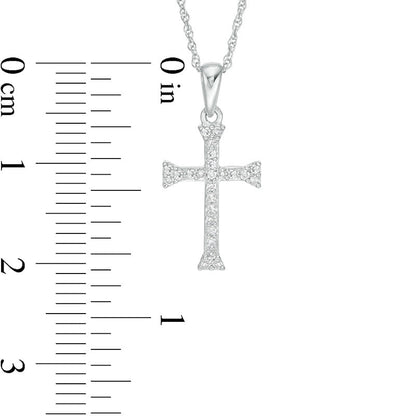 0.1 CT. T.W. Natural Diamond Flared Cross Pendant in 10K White Gold