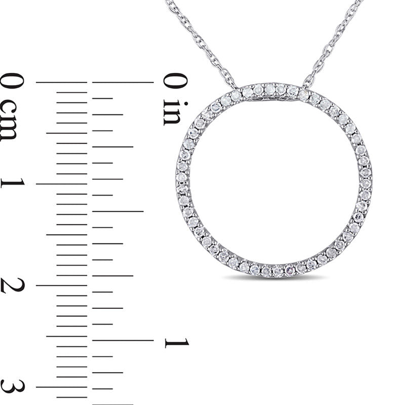 0.25 CT. T.W. Natural Diamond Open Circle Pendant in 10K White Gold - 17