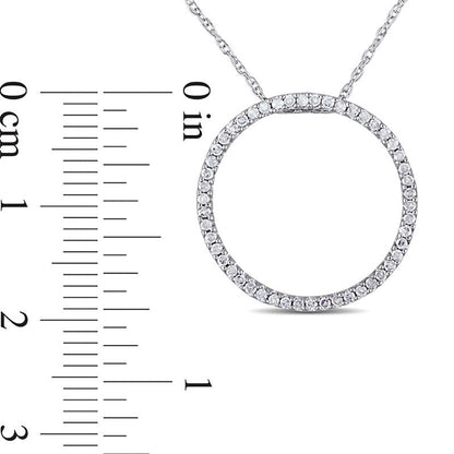 0.25 CT. T.W. Natural Diamond Open Circle Pendant in 10K White Gold - 17