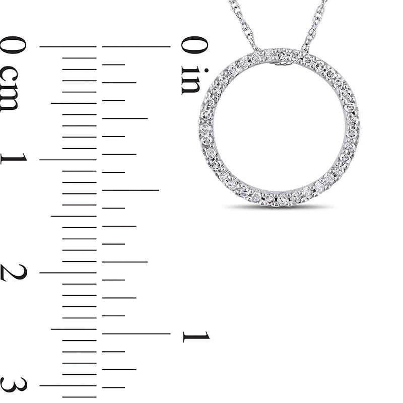 0.13 CT. T.W. Natural Diamond Open Circle Pendant in 10K White Gold - 17