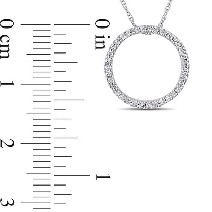 0.13 CT. T.W. Natural Diamond Open Circle Pendant in 10K White Gold - 17