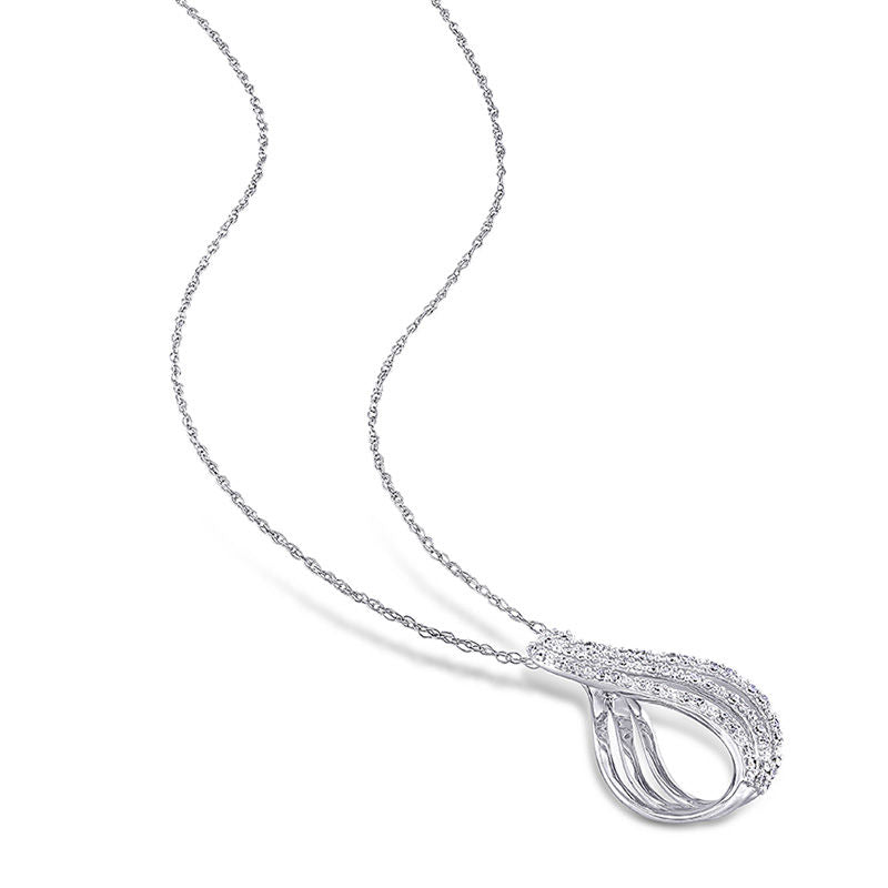 0.25 CT. T.W. Natural Diamond Multi-Row Loop Pendant in 10K White Gold - 17