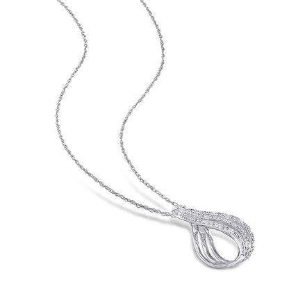0.25 CT. T.W. Natural Diamond Multi-Row Loop Pendant in 10K White Gold - 17