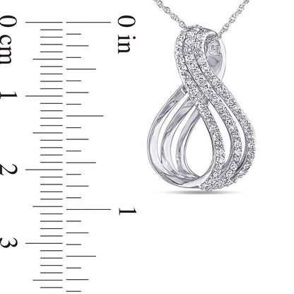 0.25 CT. T.W. Natural Diamond Multi-Row Loop Pendant in 10K White Gold - 17