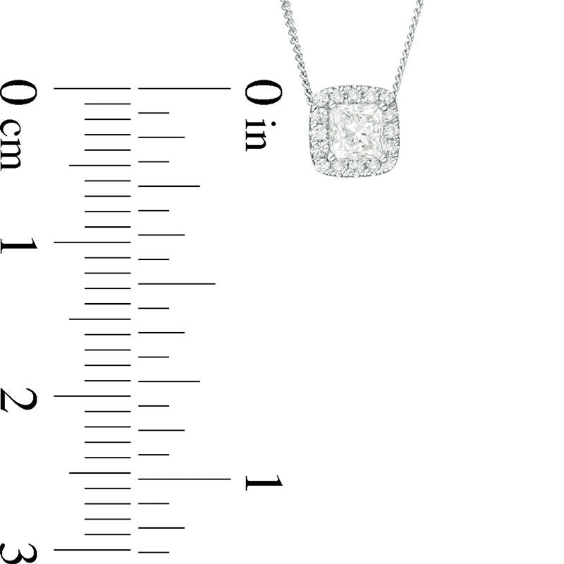 0.33 CT. T.W. Princess-Cut Natural Diamond Frame Pendant in 14K White Gold