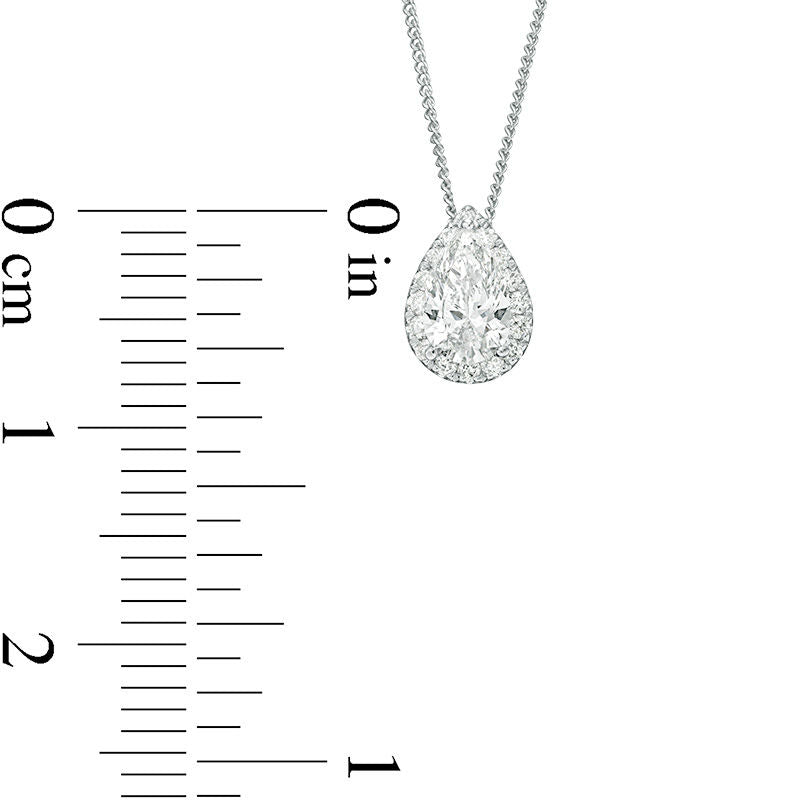 0.5 CT. T.W. Certified Pear-Shaped Natural Diamond Frame Pendant in 14K White Gold (I/SI2)
