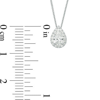 0.5 CT. T.W. Certified Pear-Shaped Natural Diamond Frame Pendant in 14K White Gold (I/SI2)