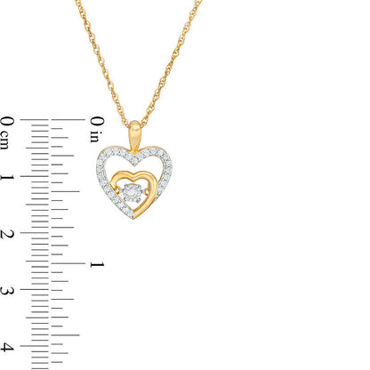 Unstoppable LoveÖ 0.2 CT. T.W. Natural Diamond Double Heart Outline Pendant in 10K Yellow Gold