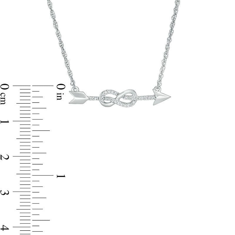 0.07 CT. T.W. Natural Diamond Arrow Infinity Knot Necklace in Sterling Silver - 16.75