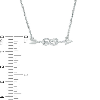 0.07 CT. T.W. Natural Diamond Arrow Infinity Knot Necklace in Sterling Silver - 16.75