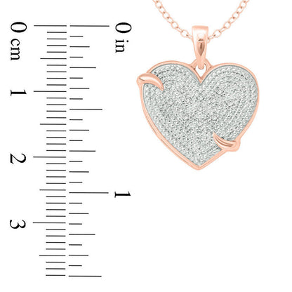 Natural Diamond Accent Composite Heart Pendant in Sterling Silver with 14K Rose Gold Plate