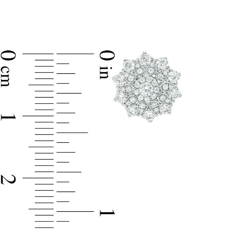 1 CT. T.W. Diamond Flower Stud Earrings in 10K White Gold