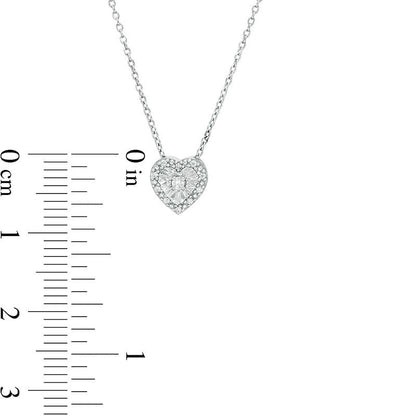 0.05 CT. T.W. Natural Diamond Heart-Shaped Frame Necklace in Sterling Silver