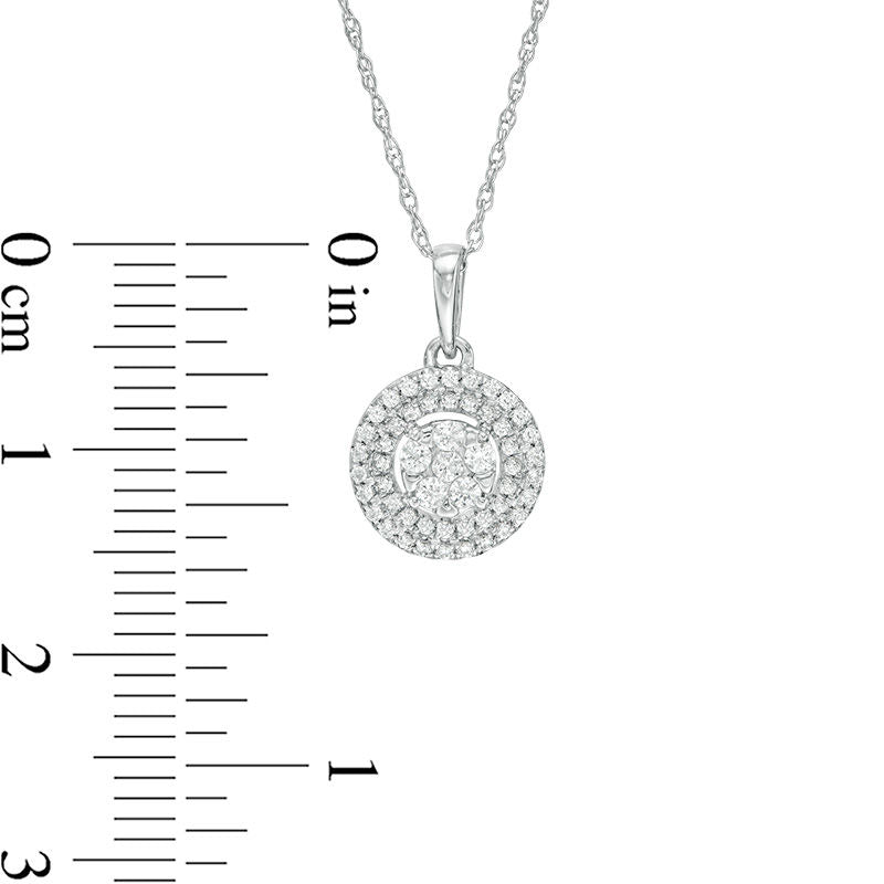 0.25 CT. T.W. Composite Natural Diamond Double Frame Pendant in 10K White Gold