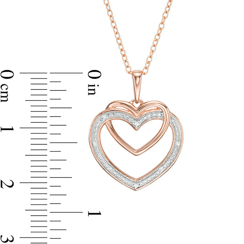 Natural Diamond Accent Interlocking Hearts Pendant in Sterling Silver with 14K Rose Gold Plate