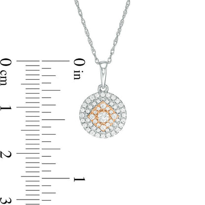 0.33 CT. T.W. Composite Natural Diamond Double Frame Pendant in 10K Two-Tone Gold