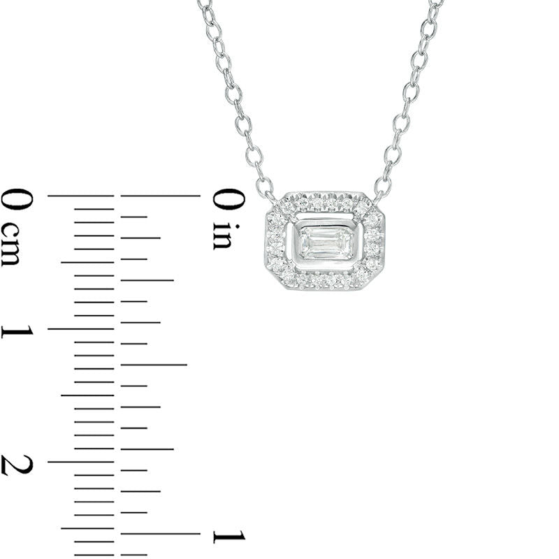 0.25 CT. T.W. Certified Emerald-Cut Natural Diamond Frame Necklace in 14K White Gold (I/I1)