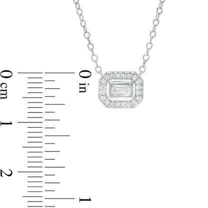 0.25 CT. T.W. Certified Emerald-Cut Natural Diamond Frame Necklace in 14K White Gold (I/I1)