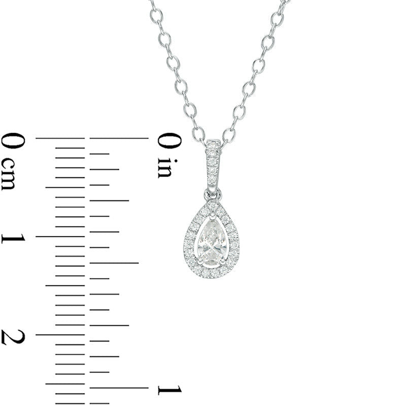 0.25 CT. T.W. Certified Pear-Shaped Natural Diamond Frame Pendant in 14K White Gold (I/I1)
