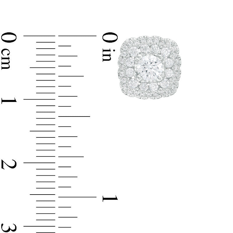 1 CT. T.W. Certified Diamond Scallop Frame Stud Earrings in 14K White Gold (I/I1)