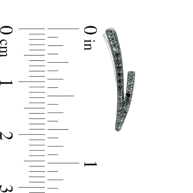 0.1 CT. T.W. Enhanced Black Diamond Split Curve Crawler Earrings in 10K White Gold