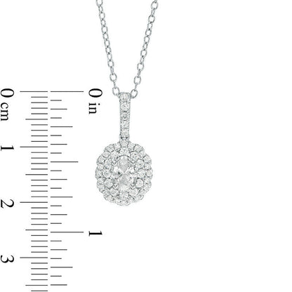 0.75 CT. T.W. Certified Oval Natural Diamond Scallop Frame Pendant in 14K White Gold (I/I1)