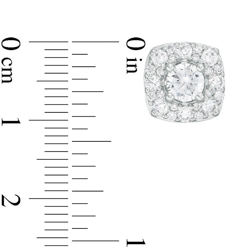 2 CT. T.W. Certified Diamond Cushion Frame Stud Earrings in 14K White Gold (I/I1)