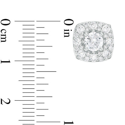 2 CT. T.W. Certified Diamond Cushion Frame Stud Earrings in 14K White Gold (I/I1)
