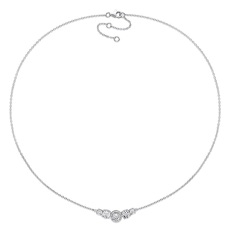 0.17 CT. T.W. Natural Diamond Curve Necklace in Sterling Silver - 17