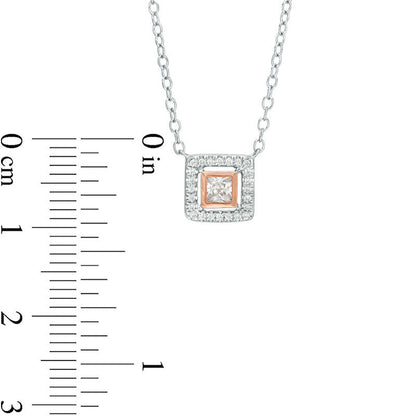 0.25 CT. T.W. Certified Princess-Cut Natural Diamond Frame Necklace in 14K Two-Tone Gold (I/I1)