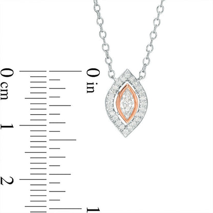 0.25 CT. T.W. Certified Marquise Natural Diamond Frame Necklace in 14K Two-Tone Gold (I/I1)