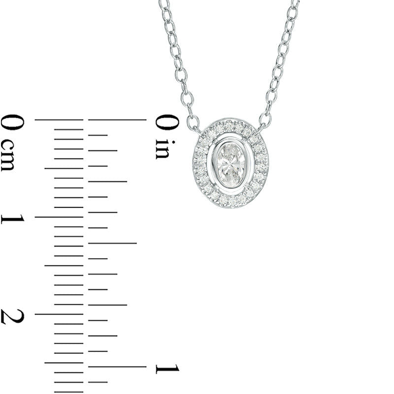 0.25 CT. T.W. Certified Oval Natural Diamond Frame Necklace in 14K White Gold (I/I1)