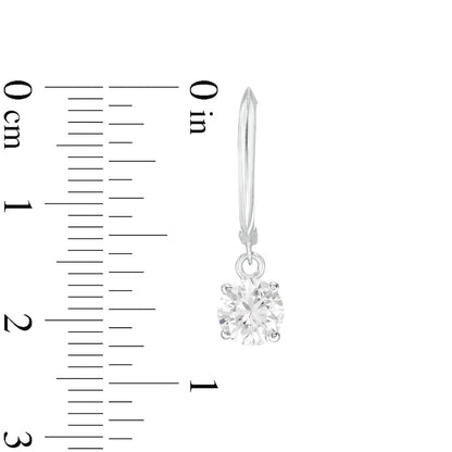1.38 CT. T.W. Certified Diamond Solitaire Drop Hoop Earrings in 14K White Gold (I/VS2)