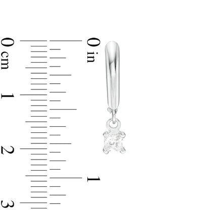 0.33 CT. T.W. Certified Princess-Cut Diamond Solitaire Leverback Earrings in 14K White Gold (I/VS2)