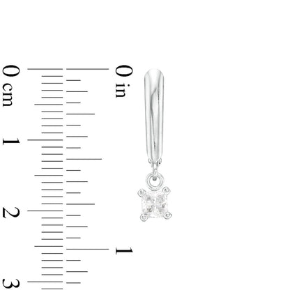 0.5 CT. T.W. Certified Princess-Cut Diamond Solitaire Leverback Earrings in 14K White Gold (I/VS2)