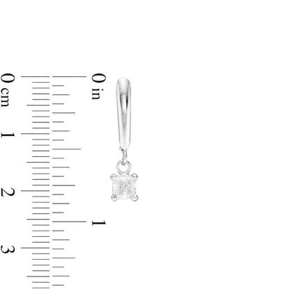 0.75 CT. T.W. Certified Princess-Cut Diamond Solitaire Leverback Earrings in 14K White Gold (I/VS2)