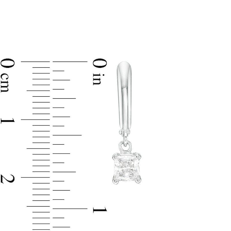 1 CT. T.W. Certified Princess-Cut Diamond Solitaire Leverback Earrings in 14K White Gold (I/VS2)