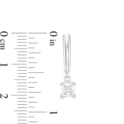 1 CT. T.W. Certified Princess-Cut Diamond Solitaire Leverback Earrings in 14K White Gold (I/VS2)