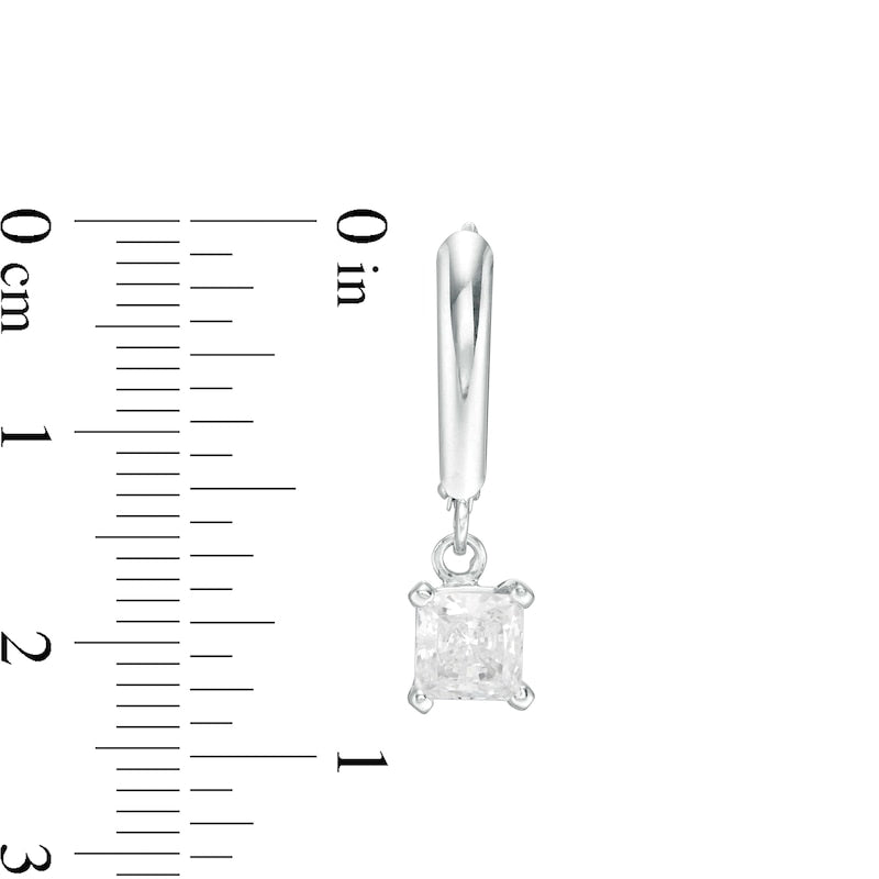 1.38 CT. T.W. Certified Princess-Cut Diamond Solitaire Leverback Earrings in 14K White Gold (I/VS2)