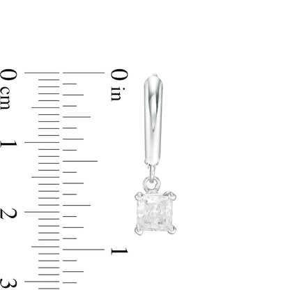 1.38 CT. T.W. Certified Princess-Cut Diamond Solitaire Leverback Earrings in 14K White Gold (I/VS2)