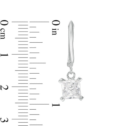 2 CT. T.W. Certified Princess-Cut Diamond Solitaire Drop Hoop Earrings in 14K White Gold (I/VS2)