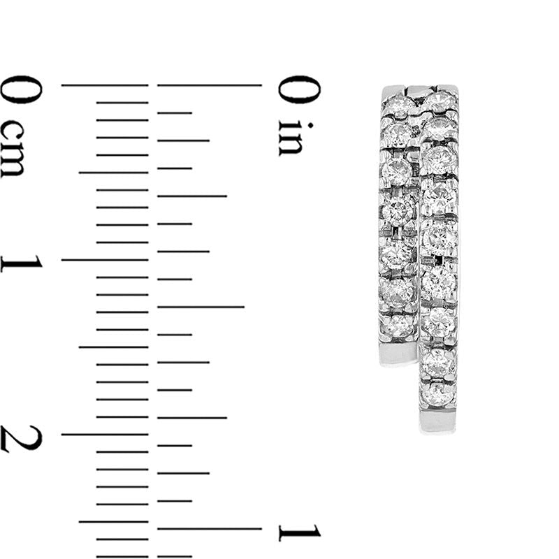0.63 CT. T.W. Diamond Staggered Double Row Hoop Earrings in 14K White Gold
