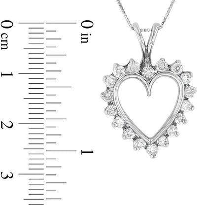 1 CT. T.W. Natural Diamond Sunburst Heart Outline Pendant in 14K White Gold