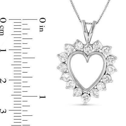 0.75 CT. T.W. Natural Diamond Sunburst Heart Outline Pendant in 14K White Gold